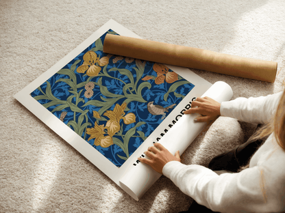 William Morris – Iris & Oiseau, Affiche Botanique
