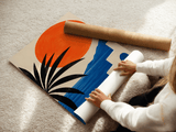 Soleil Méditerranéen — Art Mural Bleu et Orange