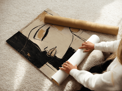 Muse Abstraite — Portrait Moderne Beige et Noir